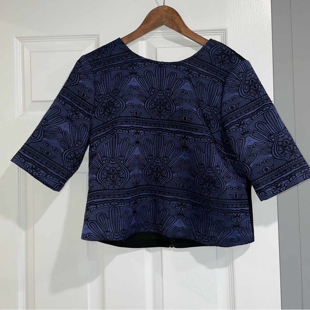 BCBGeneration Womens Zippered Midnight Blue and Black Blouse